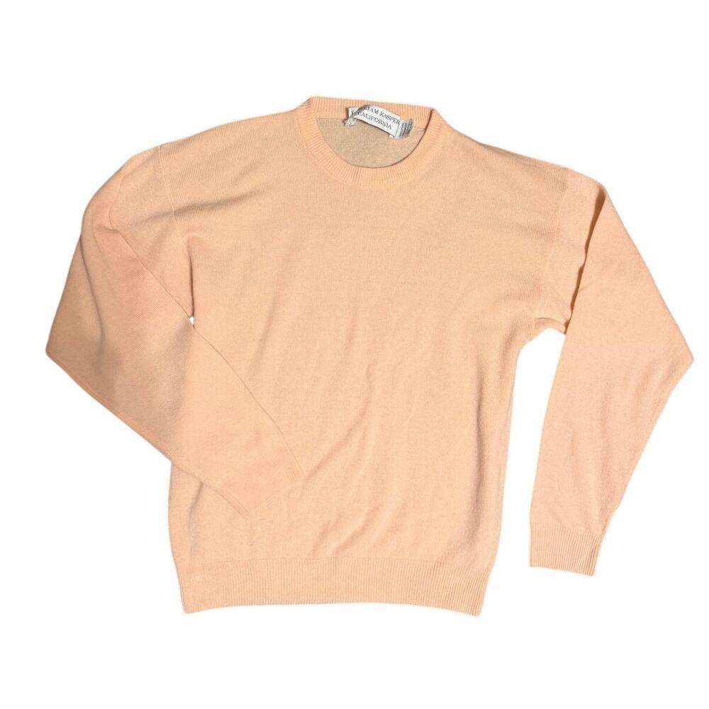 Vintage 90s William Kasper 100% Cashmere Sweater Peach Small - RETAIL $200